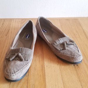 Dr. Scholl's Beige Suede Leather Moccasin Loafers - Size 8.5M
